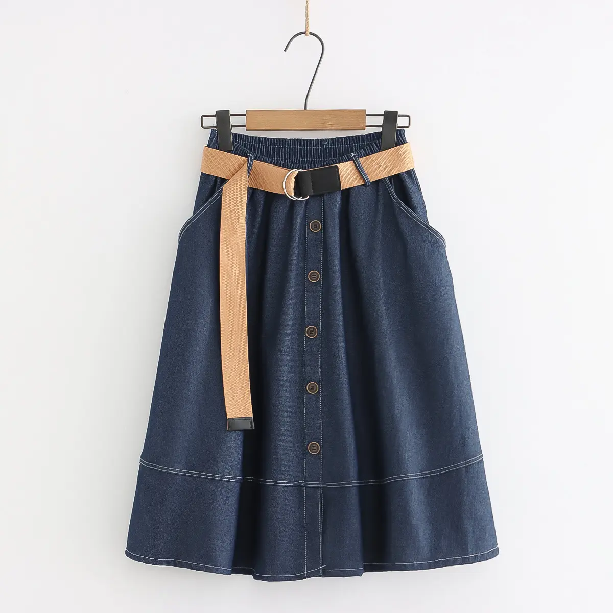 Denim Skirts Women Mid Length Skirt A Line Y2k Streetwear High Waist Elegant Vintage Casual Temperament Slim Mom Jeans Work 2025