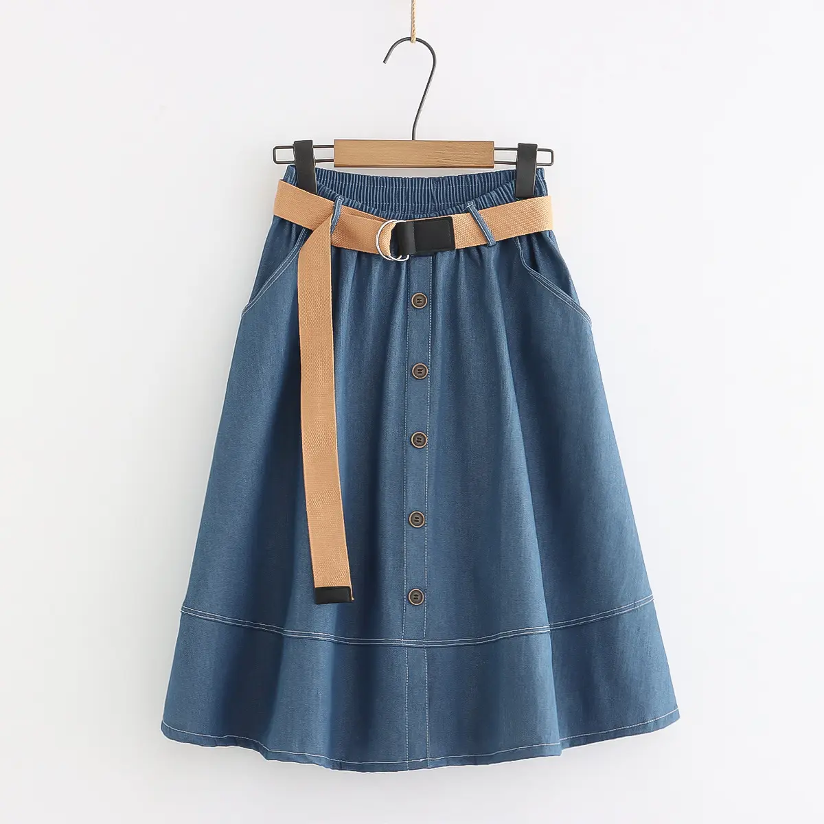 Denim Skirts Women Mid Length Skirt A Line Y2k Streetwear High Waist Elegant Vintage Casual Temperament Slim Mom Jeans Work 2025