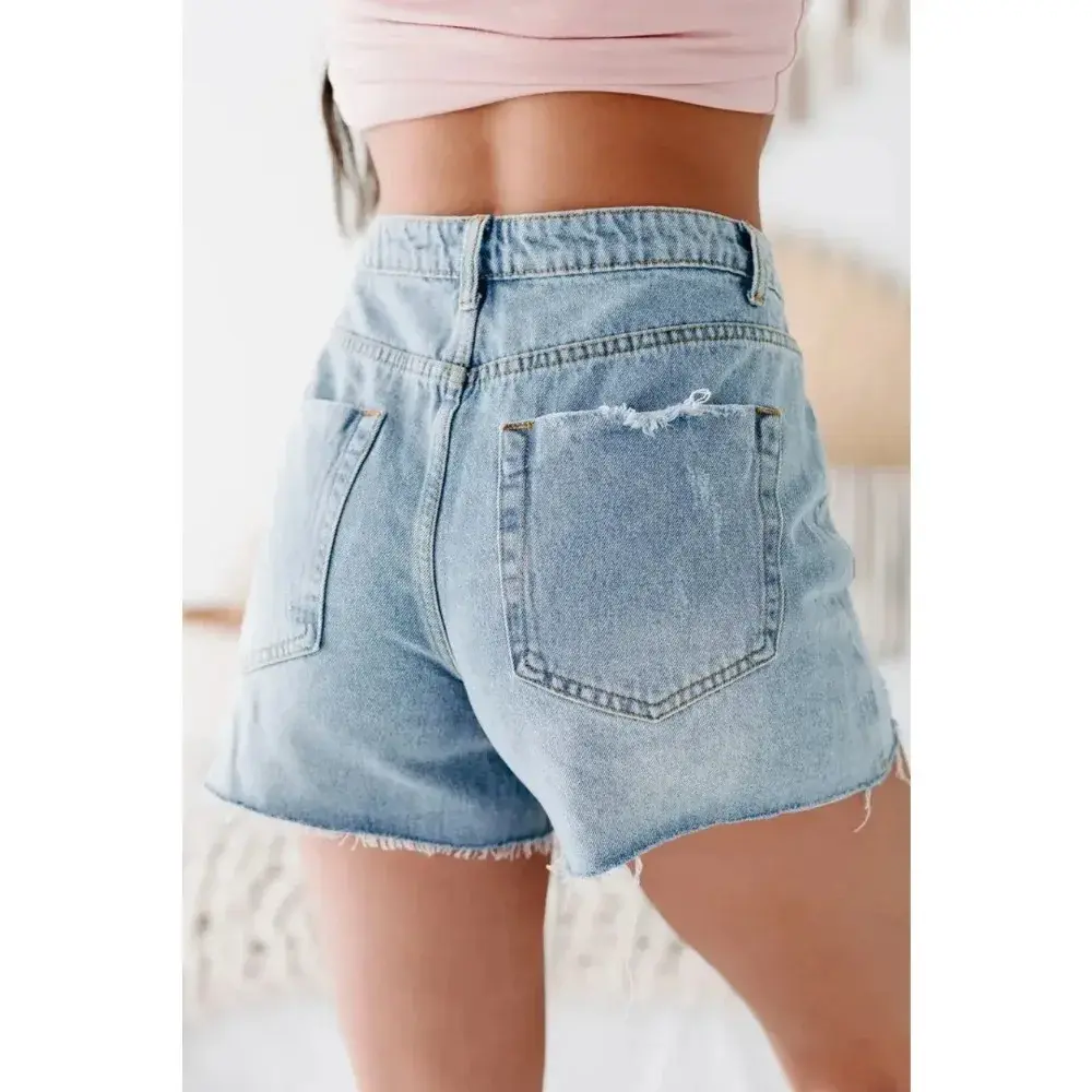 Denim Shorts Women Sexy Ripped Mom Jeans Button Pocket Washed Distressed Mid Waist Streetwear Short Summer 2025 Hole Short Pants