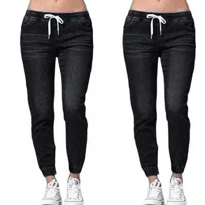 Pencil Denim Pants Women Jeans Ankle Length Pants Y2k Streetwear Spliced Pockets Mid Waist Washed Jean Skinny Casual Mom