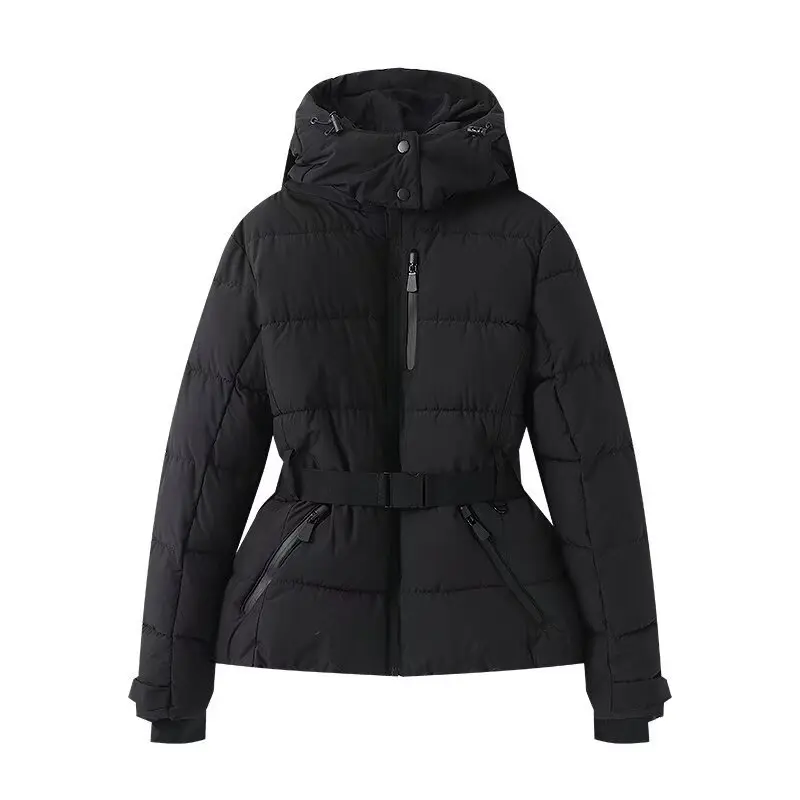 Parkas Women Mid Length Coats Hooded Thick Warm Print Coat Full Sleeve Y2k Streetwear Elegant Jacket Outerwear Autumn Winter