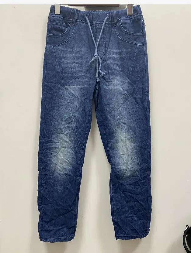 Women Jeans Pencil Pants Flat Elastic Waist Pockets High Streetwear Ankle Length Solid Color Lace Up Distressed Washed 2025