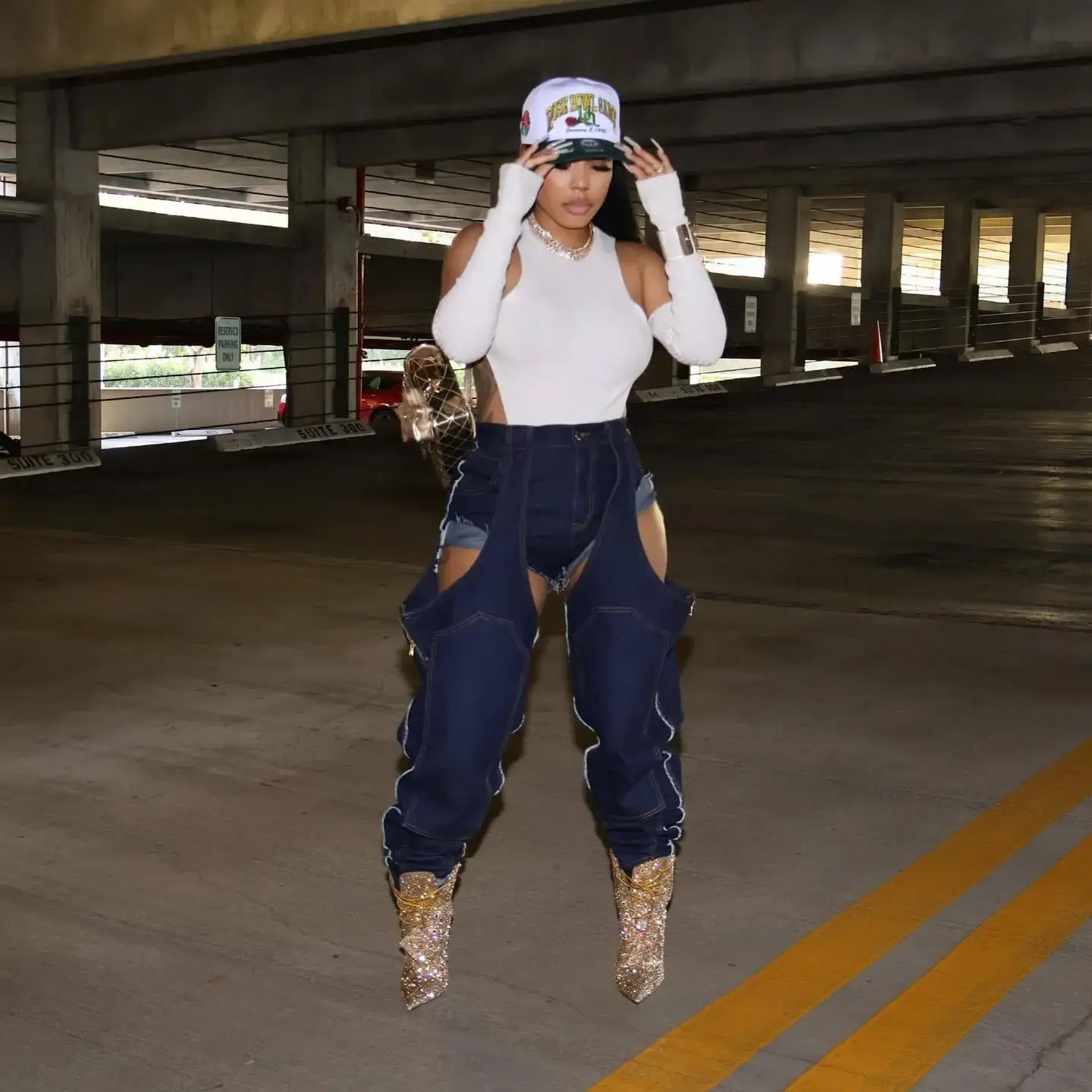 Mom Jeans Straight Pants Women Hollow Out Zipper High Strecth Pockets Irregular Denim Vintage Y2k 2025 Trousers Streetwear