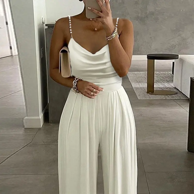Jumpsuit Women Sexy Sleeveless Suspended Overalls Summer Backless Romper Elegant Party Club Prom High Waist Night Jumpsuits