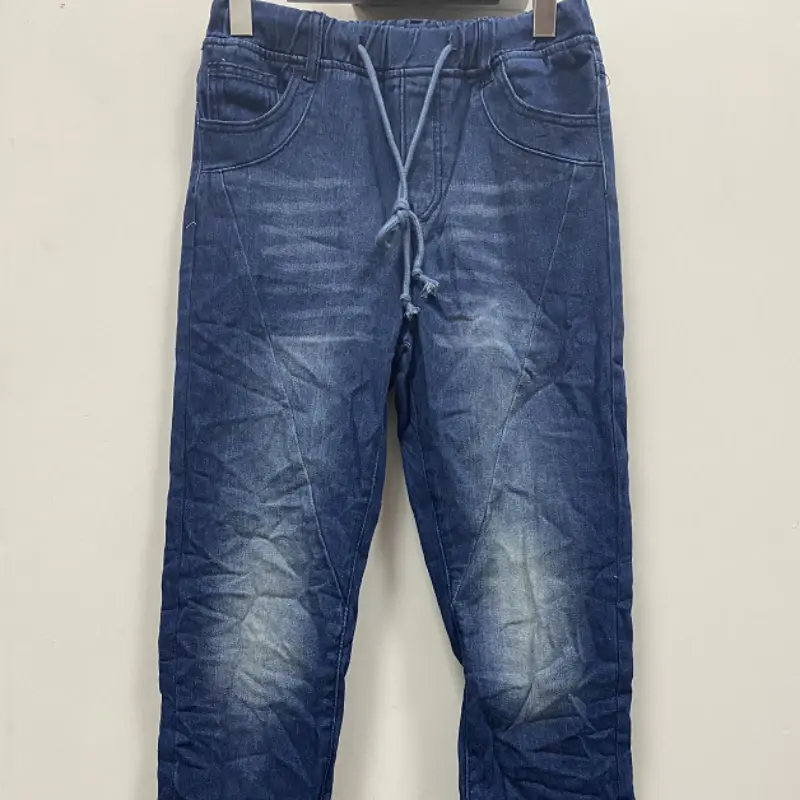 Women Jeans Pencil Pants Flat Elastic Waist Pockets High Streetwear Ankle Length Solid Color Lace Up Distressed Washed 2025