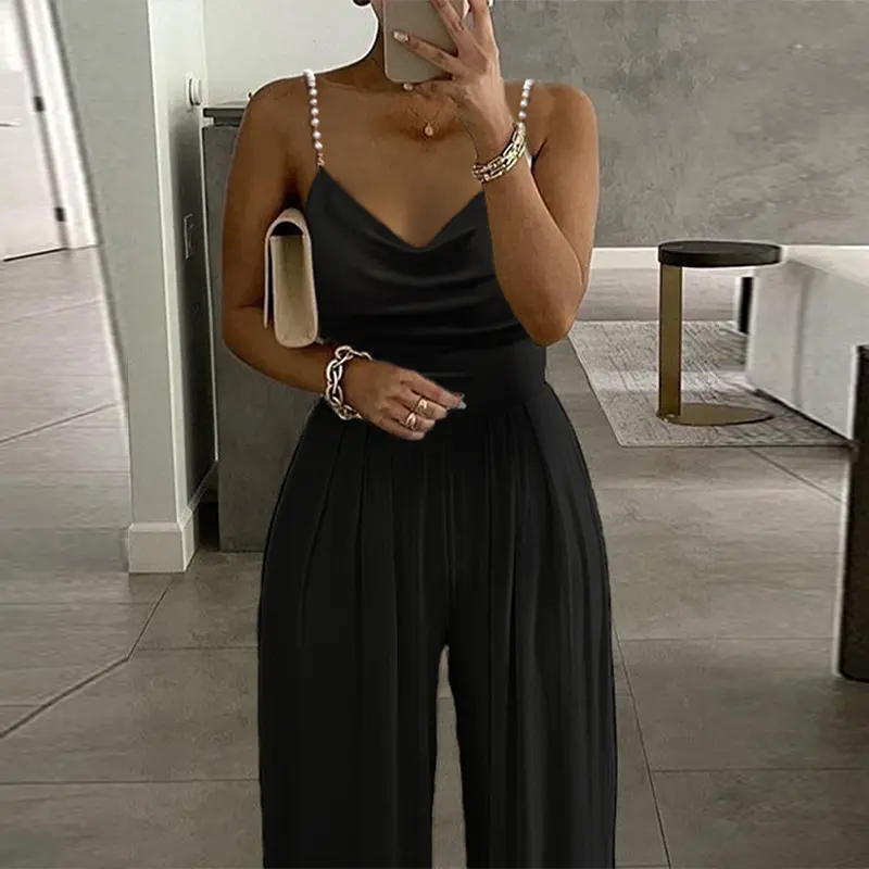 Jumpsuit Women Sexy Sleeveless Suspended Overalls Summer Backless Romper Elegant Party Club Prom High Waist Night Jumpsuits