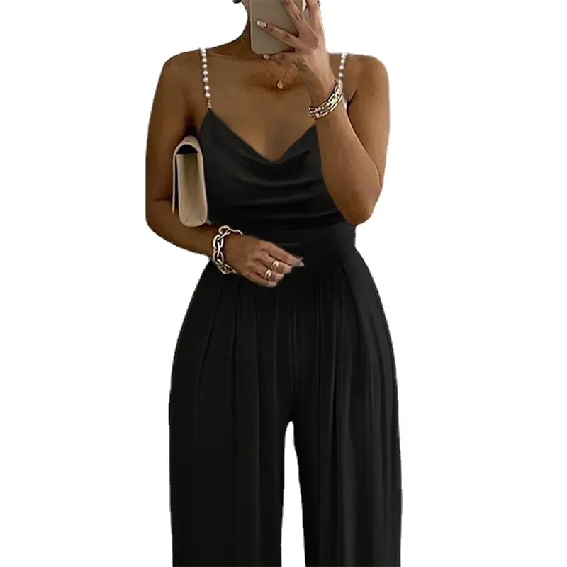 Jumpsuit Women Sexy Sleeveless Suspended Overalls Summer Backless Romper Elegant Party Club Prom High Waist Night Jumpsuits