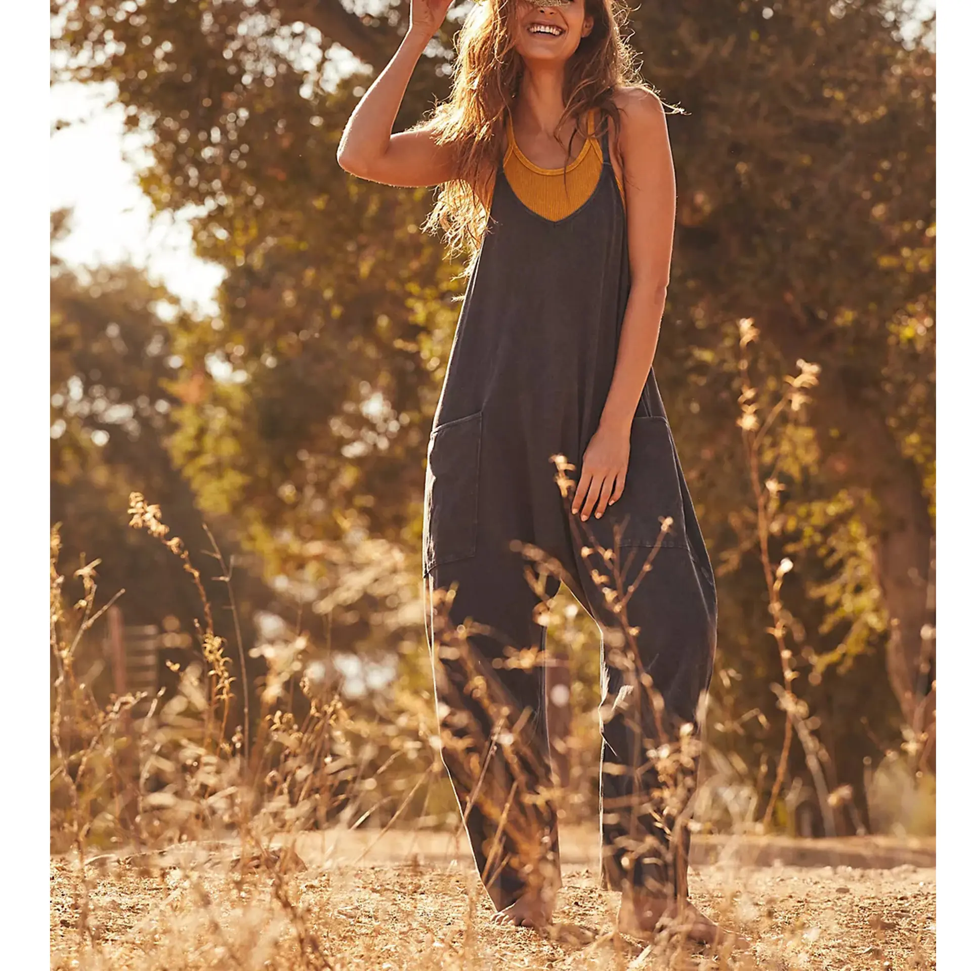 Women Jumpsuits Overalls Solid Rompers One Piece Streetwear Straight Pants Sexy Ankle Length Pockets Knitting Loose Fit 2024