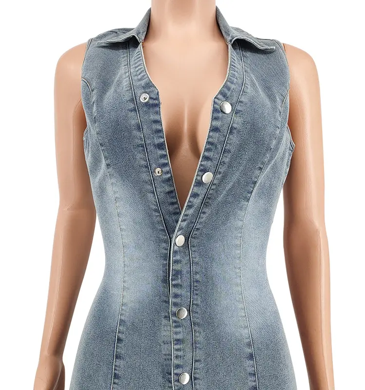 Denim Overalls Women Jumpsuits Sleeveless One Piece High Waist Long Pants Party Bodycon Rompers Y2k Streetwear 2025 Summer