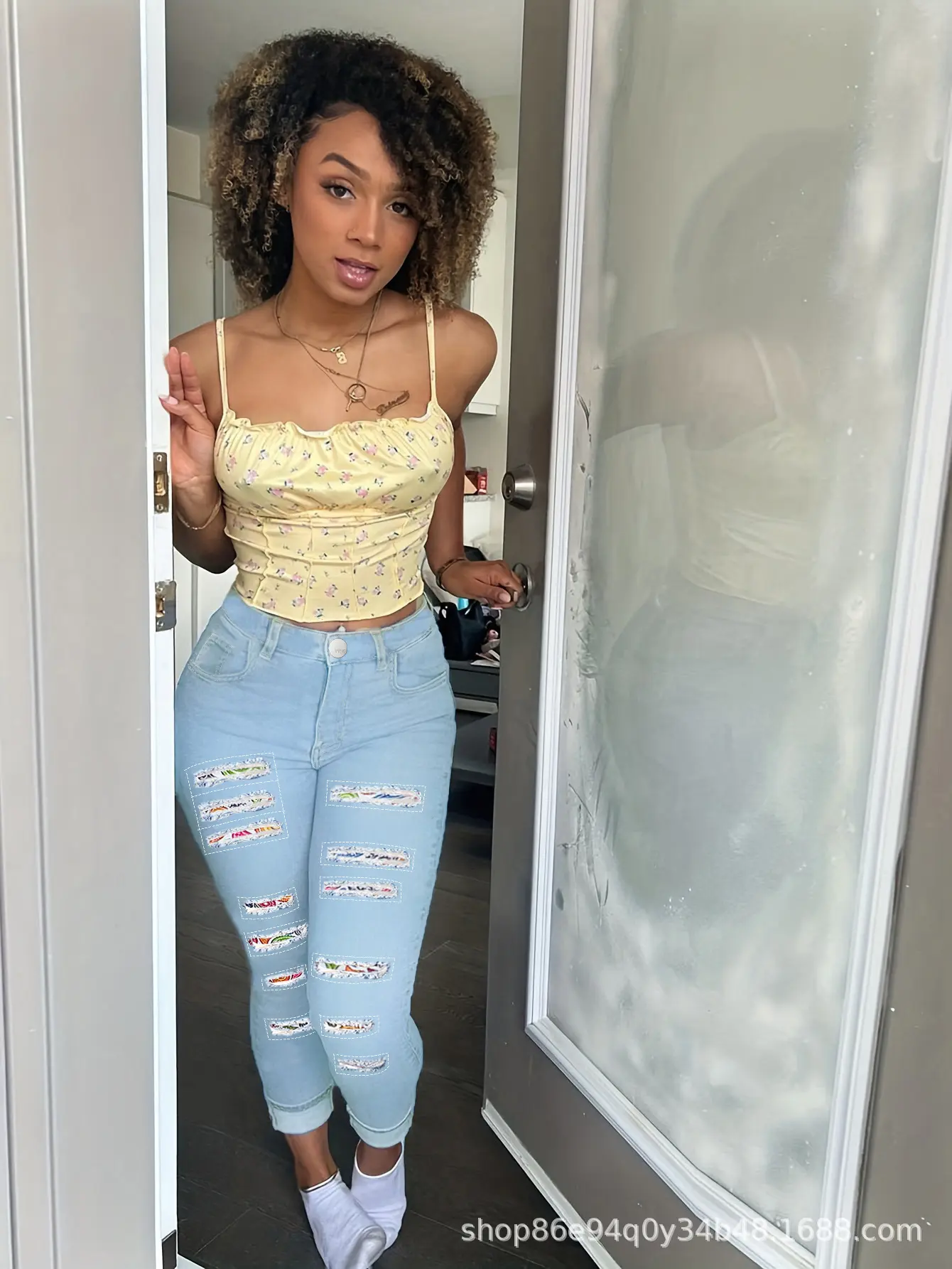Bodycon Pencil Jeans Women Holes Splice High Waist Trousers Row Denim Pants Big Size Skinny Ankle Lenth 2025 Spring Mom Jeans