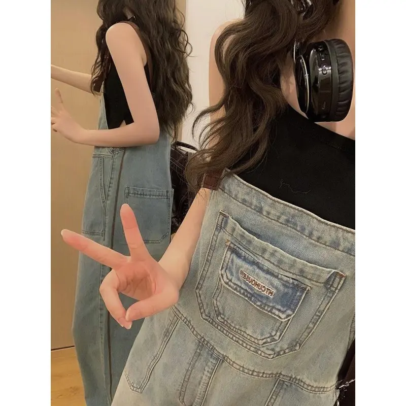Jumpsuits Women One Piece Mom Jeans Loose Suspenders Overalls Long Pants High Waist Rompers Y2k Streetwear Jumpsuit Elegant 2025