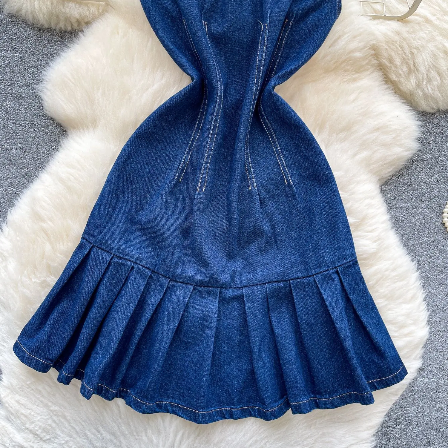 Mid Length Dress Women Denim Dresses Vestidos Sleeveless Turn Down Collar Elegant Mom Jeans Y2k Streetwear Work Party Night