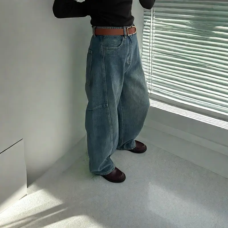 Denim Pants Women Jeans Floor Length Pants Casual High Waist Straight Trousers Streetwear Elegant Splice Mom Jeans Y2k Vintage