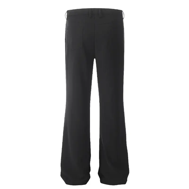 Men Casual Pant Long Flare Pants Button Pocket High Waist Straight Trousers Streetwear Splice Slim Fit Y2k Regular 2025 Summer