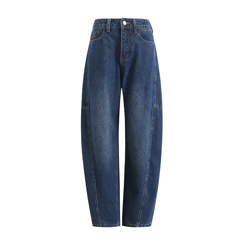 Denim Pants Women Jeans Floor Length Pants Casual High Waist Straight Trousers Streetwear Elegant Splice Mom Jeans Y2k Vintage