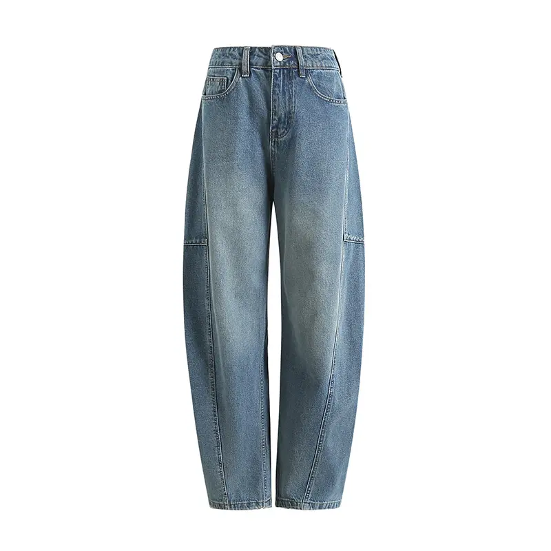 Denim Pants Women Jeans Floor Length Pants Casual High Waist Straight Trousers Streetwear Elegant Splice Mom Jeans Y2k Vintage