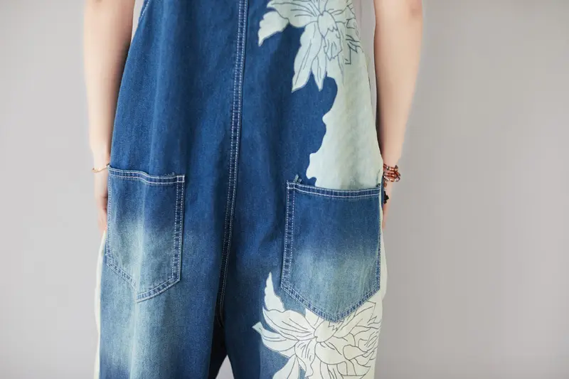 Jumpsuits Women Jeans Denim One Piece Suspenders Overalls Print Wide Leg Long Pants High Waist Rompers Y2k Streetwear Work 2025
