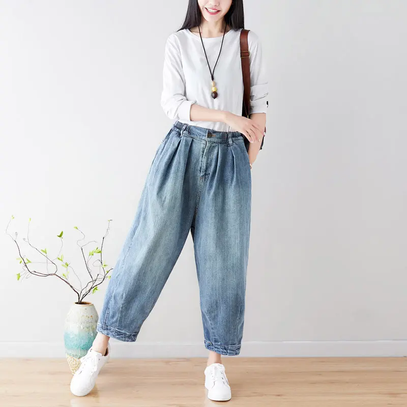 Denim Pant Women Jeans Wide Leg Long Pants Slim Mom Jeans High Waist Work Straight Trousers Y2k Streetwear Elegant Splice 2025