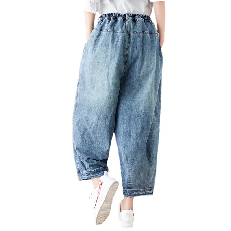 Denim Pant Women Jeans Wide Leg Long Pants Slim Mom Jeans High Waist Work Straight Trousers Y2k Streetwear Elegant Splice 2025