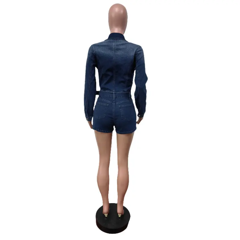 Jumpsuits Women One Piece High Waist Zipper Denim Overalls Short Pants Sexy Rompers Y2k Streetwear Playsuits Slim Fit 2025 Club