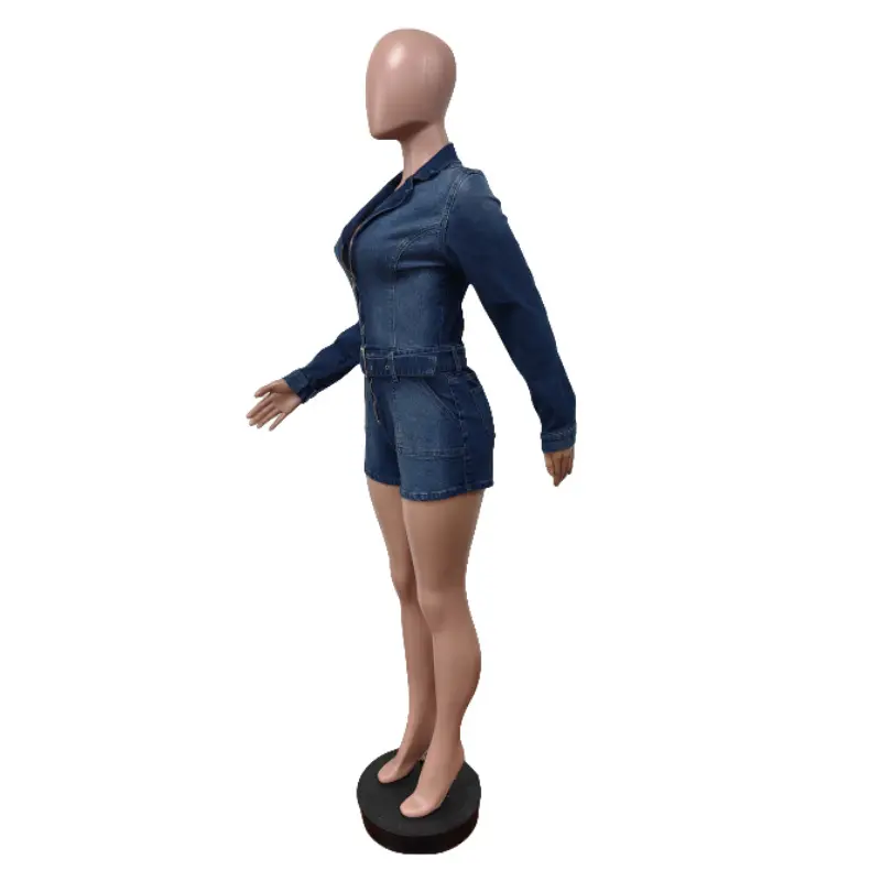 Jumpsuits Women One Piece High Waist Zipper Denim Overalls Short Pants Sexy Rompers Y2k Streetwear Playsuits Slim Fit 2025 Club