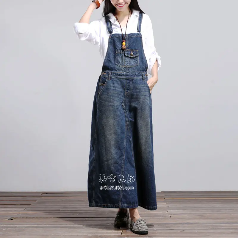Long Dress Women Denim Sling Dresses A Line Vestidos Sleeveless Elegant Splice Y2k Streetwear High Waist Casual Work Summer