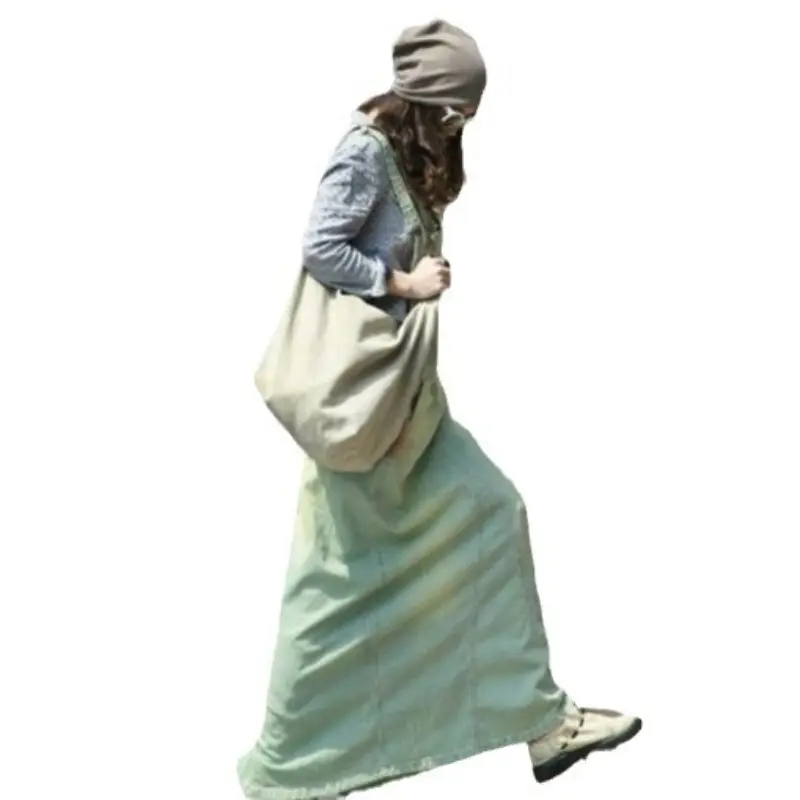Long Dress Women Denim Sling Dresses A Line Vestidos Sleeveless Elegant Splice Y2k Streetwear High Waist Casual Work Summer