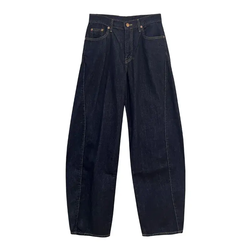 Jeans Women Wide Leg Pants Floor Length High Waist Washed Mom Distressed Pockets Streetwear 2025 Vintage Denim Loose Trousers