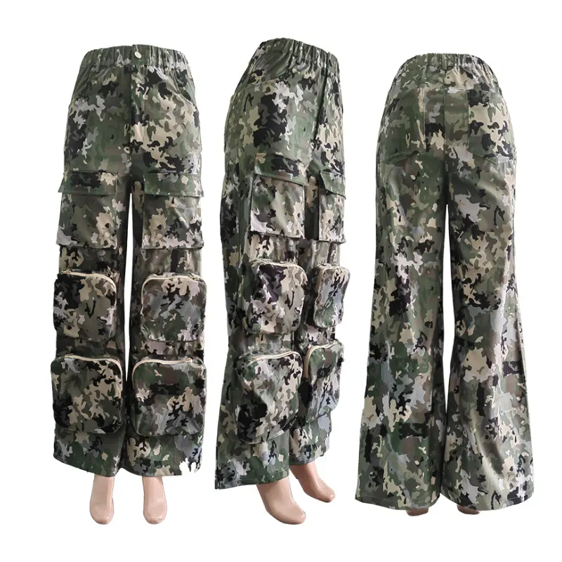 Long Pant Women Camouflage Cargo Pants High Waist Straight Trousers Y2k Streetwear Casual Loose Maxi Splice Pockets Party Club