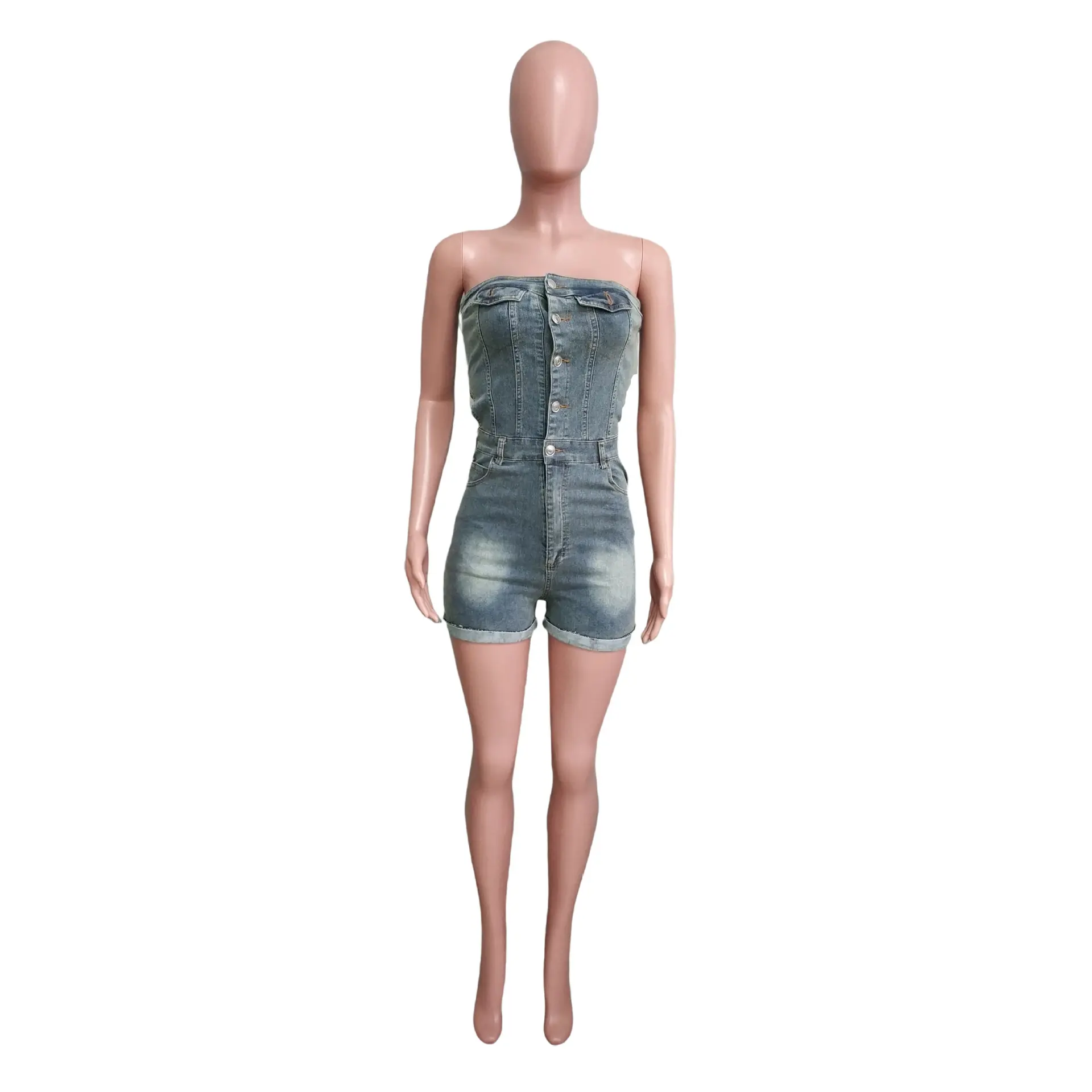 Demin Overalls Women Short Pants Jumpsuits Bodycon One Piece Sleeveless Overalls Sexy Streetwear Mom Jeans Rompers Party Club