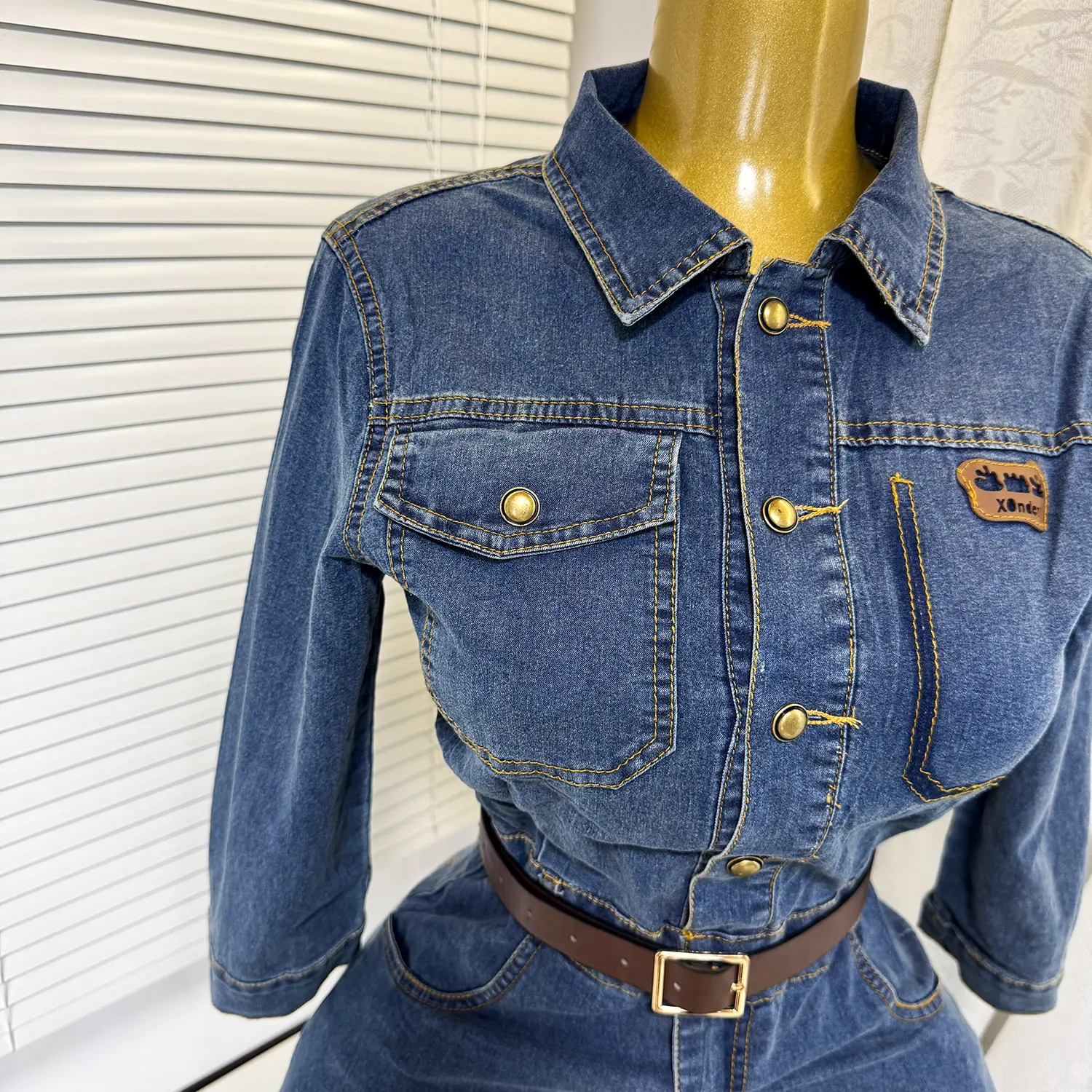Mid Length Dress Women Denim Dresses A Line Vestidos Streetwear Full Sleeve High Waist Elegant Mom Jeans Y2k Work Summer 2025