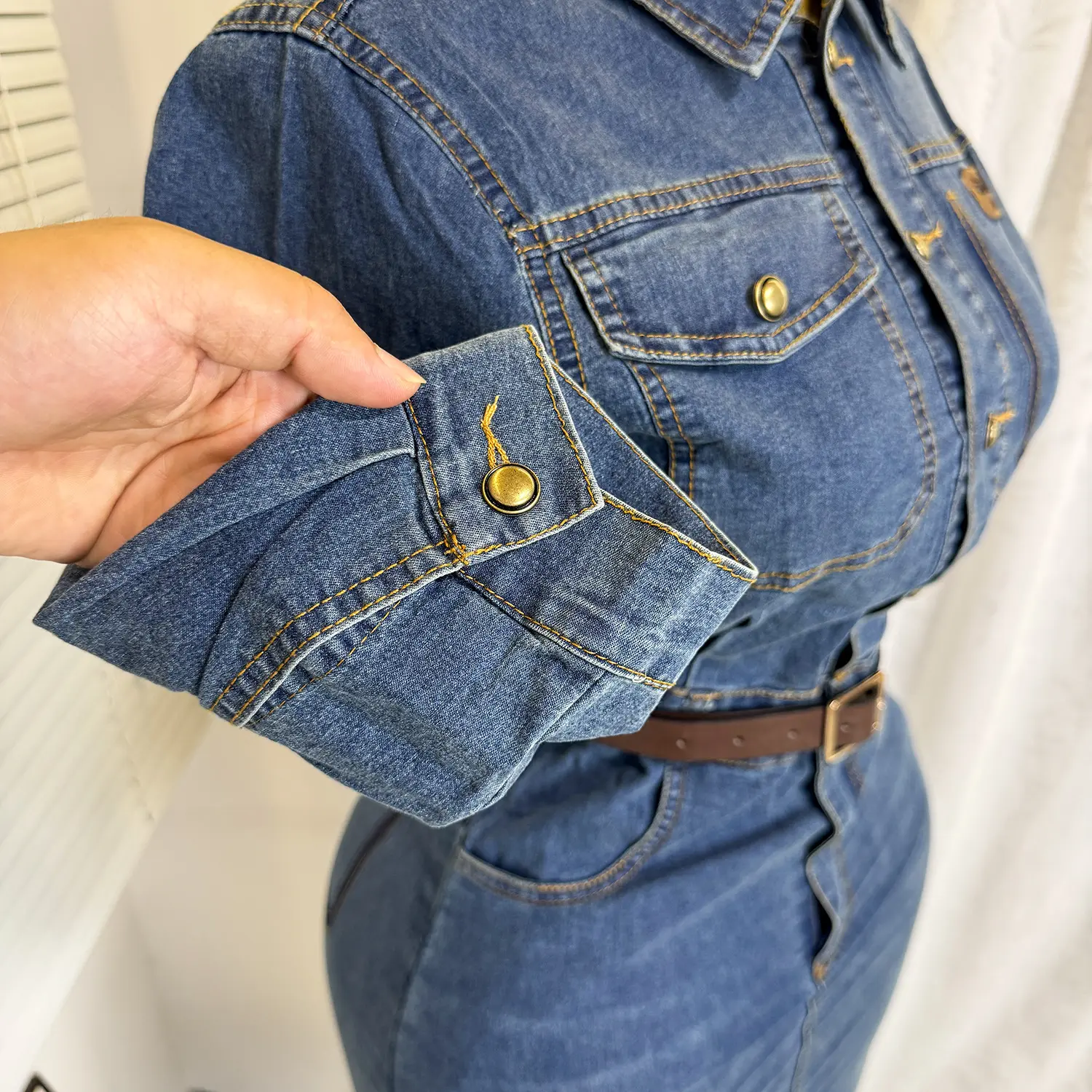 Mid Length Dress Women Denim Dresses A Line Vestidos Streetwear Full Sleeve High Waist Elegant Mom Jeans Y2k Work Summer 2025