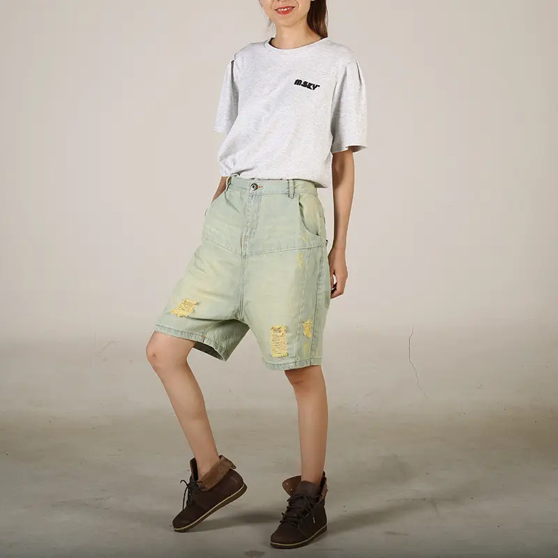Denim Pant Women Mom Jeans Wide Leg Mid Length Pants High Waist Straight Trousers Y2k Streetwear Elegant Splice Casual Loose