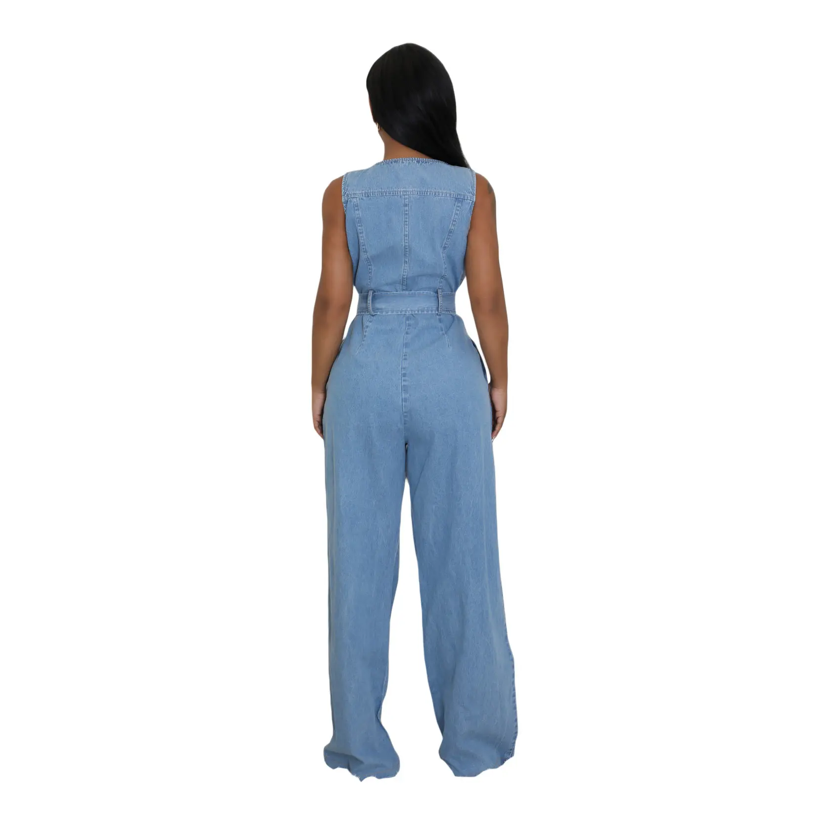 Demin Overalls Women Jumpsuits Sleeveless One Piece Long Pants Lace Up High Waist Streetwear Y2k Rompers Party Club Mom Jeans