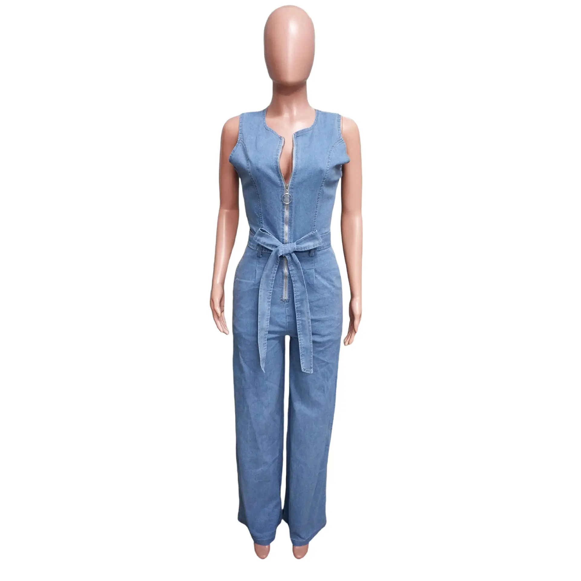 Demin Overalls Women Jumpsuits Sleeveless One Piece Long Pants Lace Up High Waist Streetwear Y2k Rompers Party Club Mom Jeans