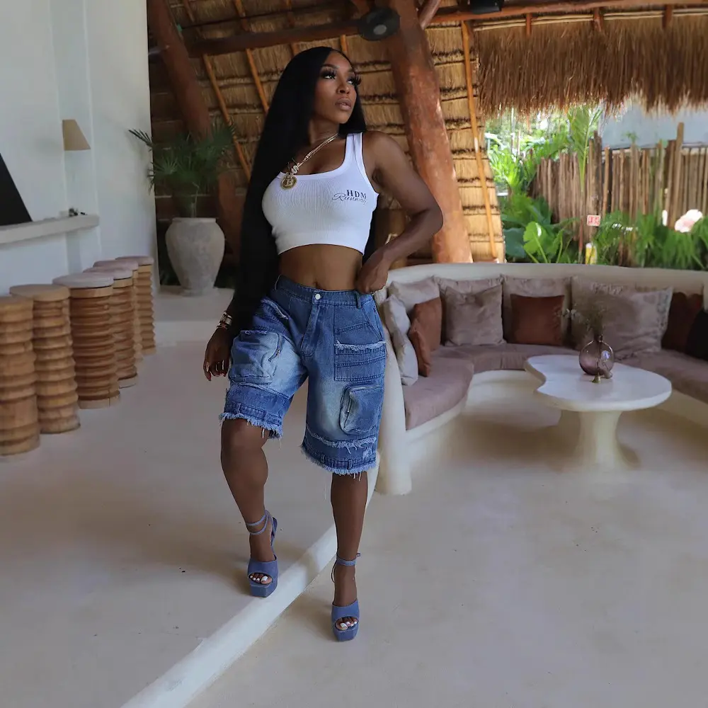 Denim Pant Women Shorts Jeans Wide Leg Short Pants High Waist Straight Trousers Y2k Streetwear Mom Jeans Casual Loose Summer