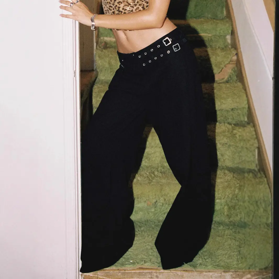 Floor Length Pant Women Wide Leg Pants High Waist Straight Trousers Y2k Casual Loose White Streetwear Splice Maxi Punk Capris