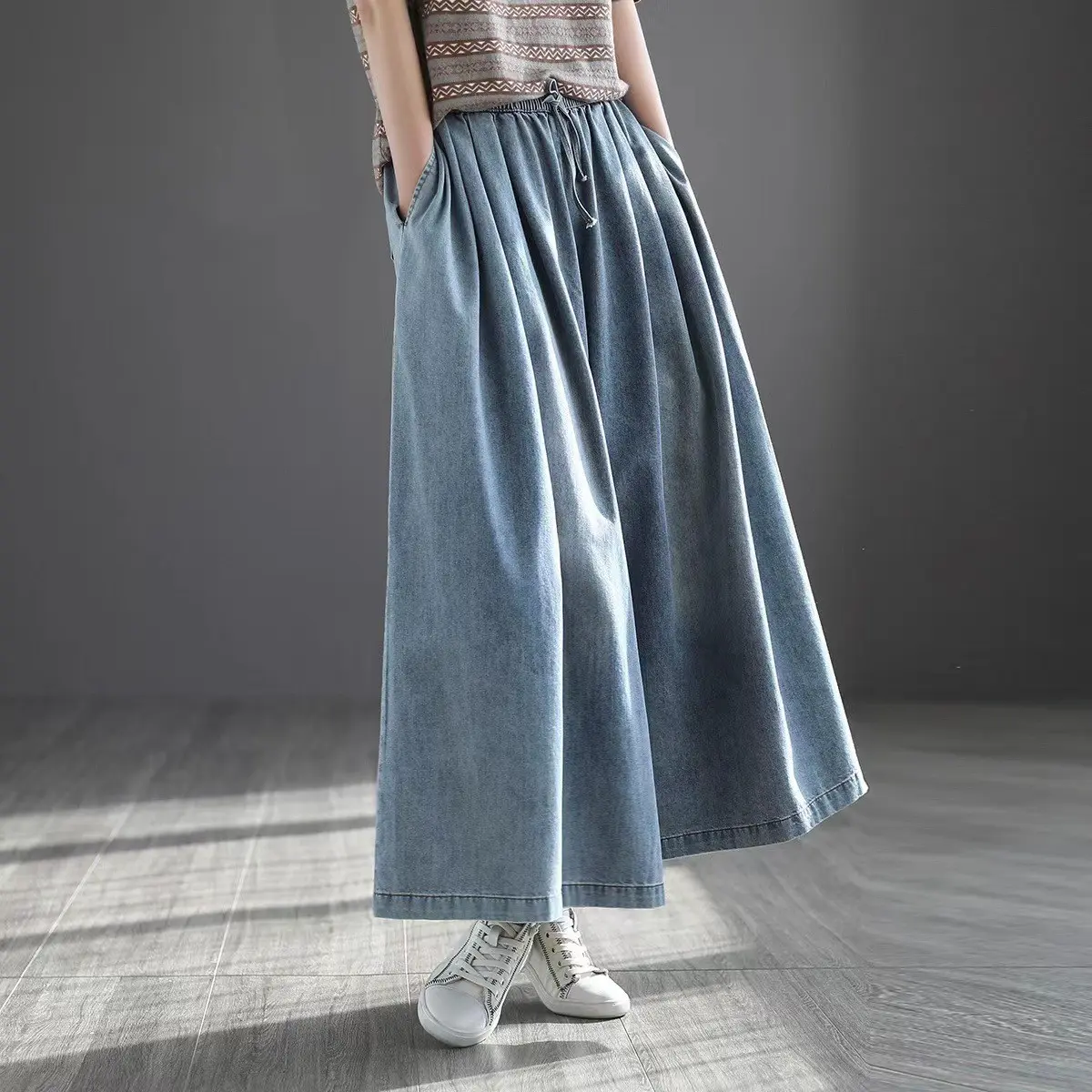 Denim Pant Women Jeans Wide Leg Long Pants Lace Up Elastic Waist Straight Trousers Y2k Streetwear Casual Loose Mom Jeans 2025