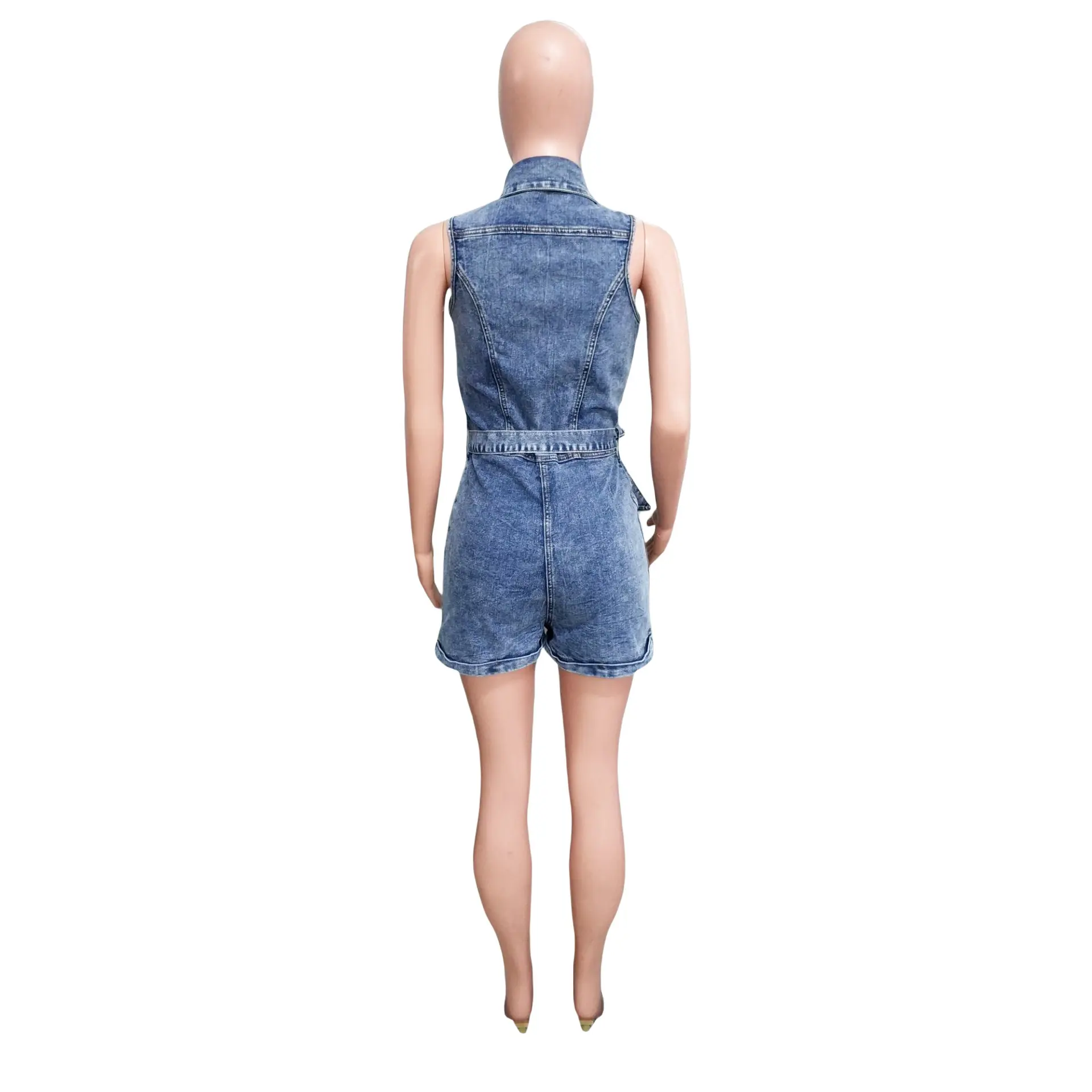Demin Overalls Women Sleeveless One Piece Short Pants Jumpsuits Lace Up High Waist Rompers Mom Jeans Y2k Streetwear 2025 Club