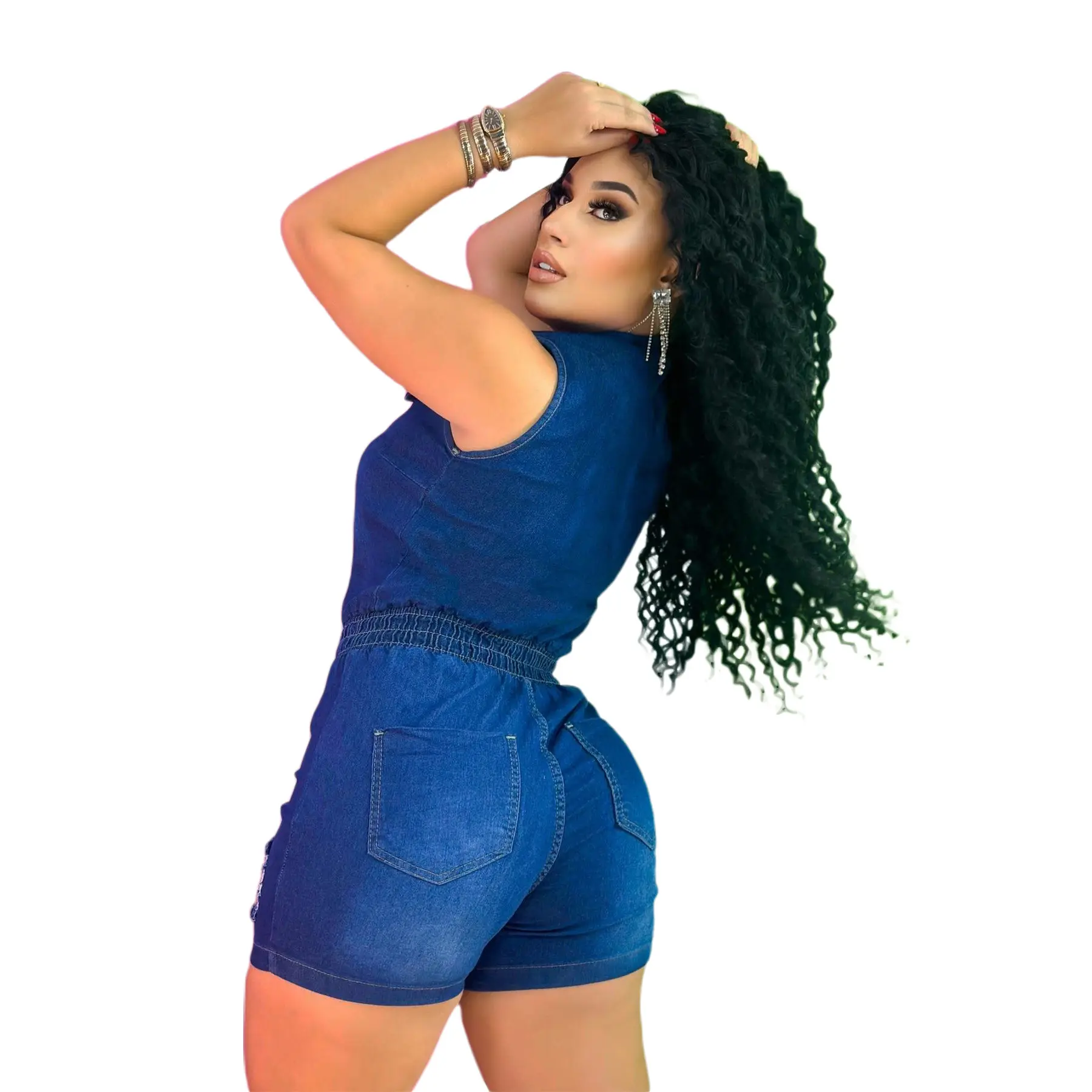 Demin Overalls Women Jumpsuits Mom Jeans One Piece Short Pants Elastic Waist Rompers Y2k Streetwear Jumpsuit Spring 2025 Club
