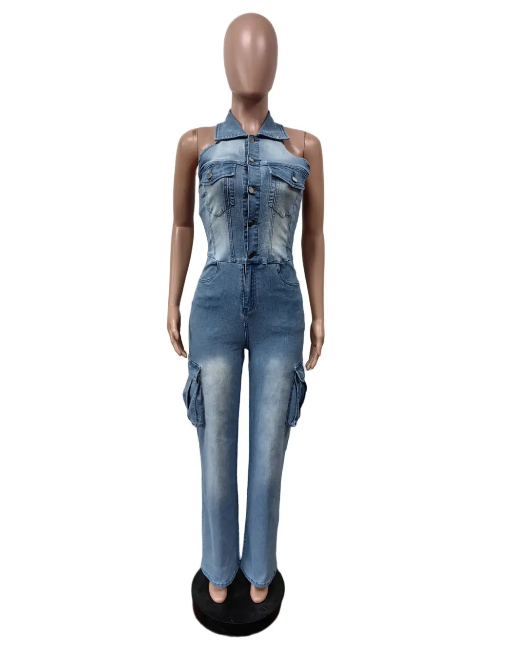 One Piece Women Denim Overalls Long Pants Jumpsuits High Waist Party Sleeveless Backless Rompers Y2k Streetwear Jumpsuit 2025