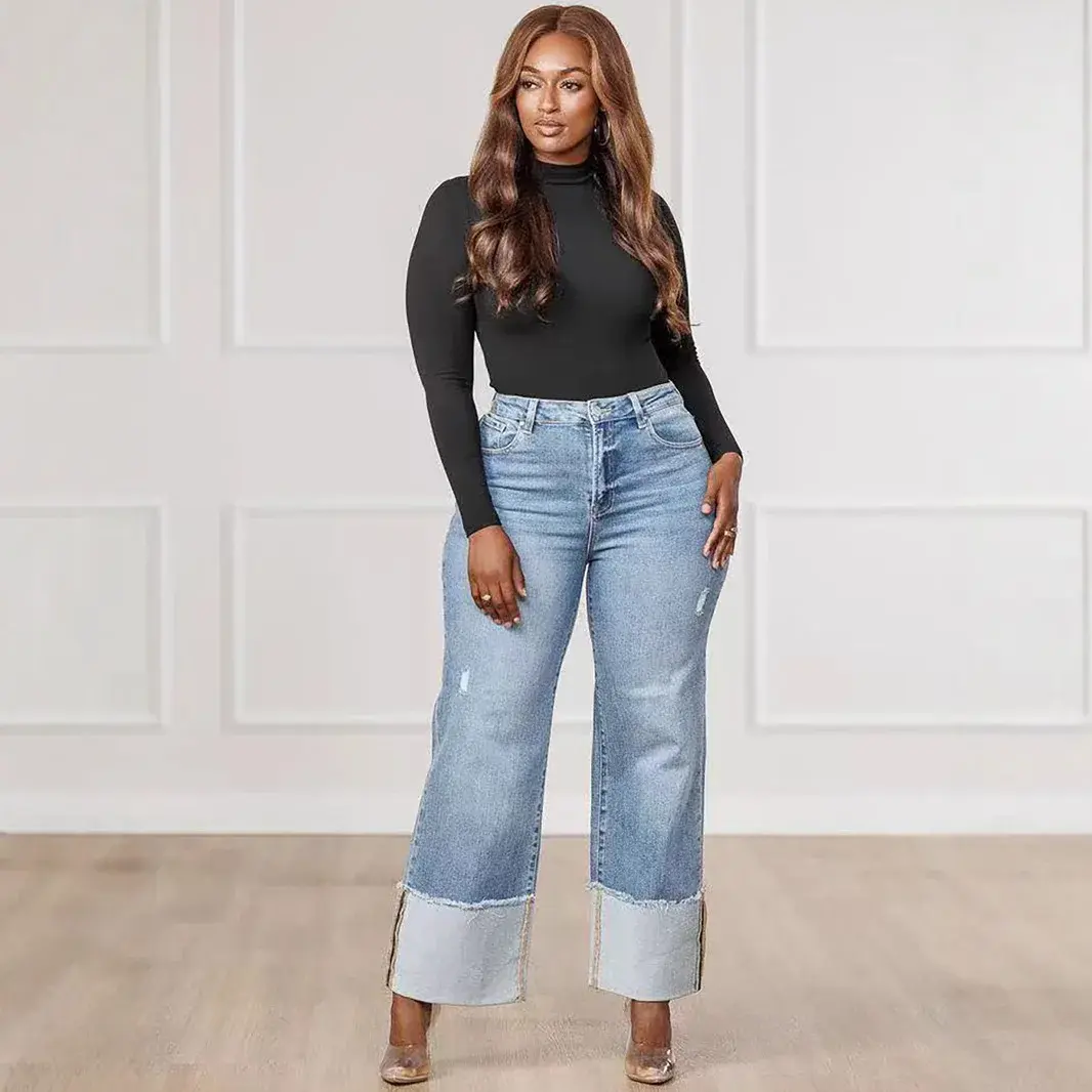 Straight Pants Women Streetwear Mom Jeans Mid Waist Stretch Distressed Y2k Pockets 2025 Vintage Ankle Length Trousers Denim