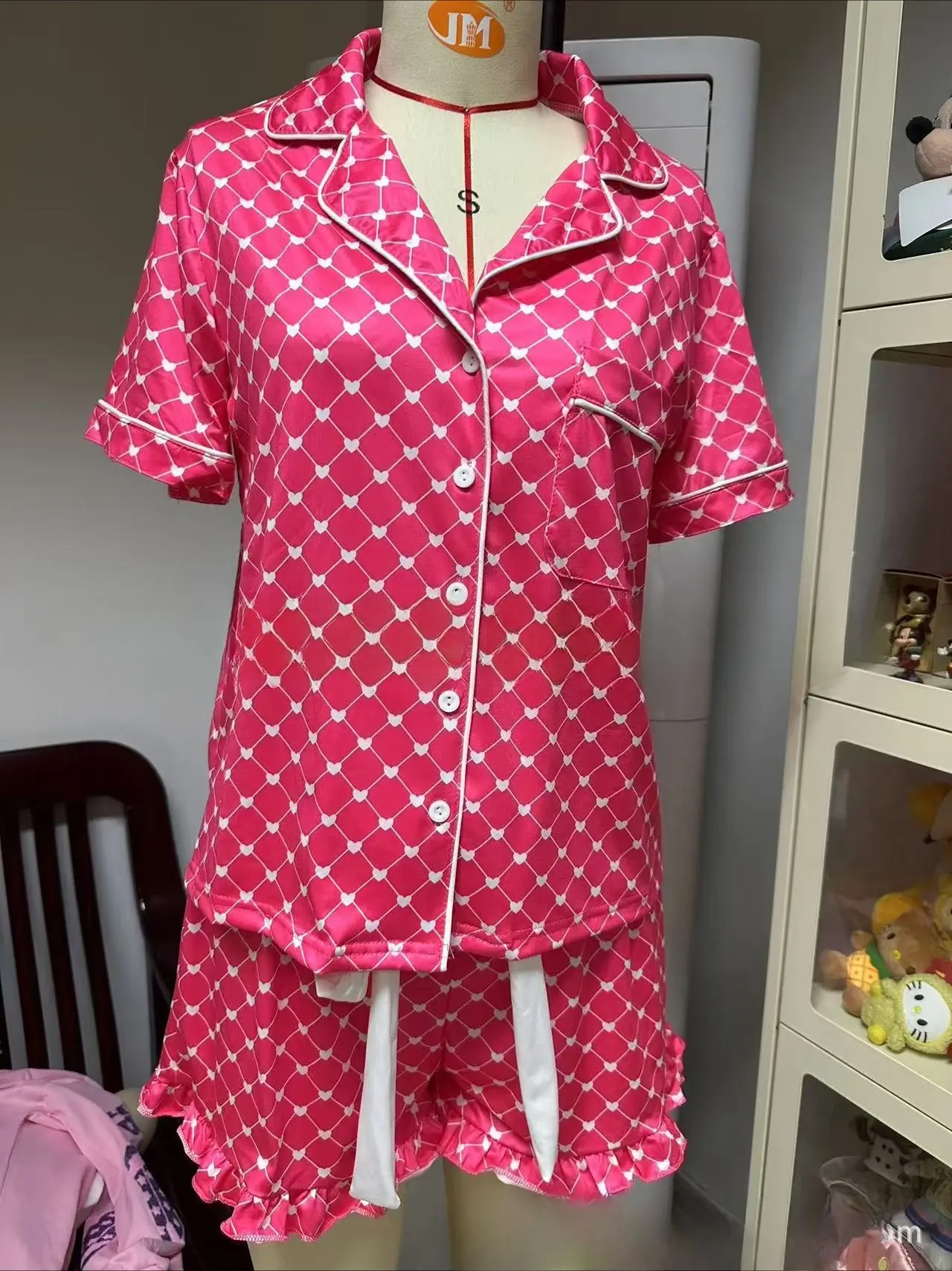 Pajama Set for Women Cute Print Coat Short Pants Turn Down Collar Top Shorts Lounge Comfortable Sleepwear Pajamas 2 Piece Suit