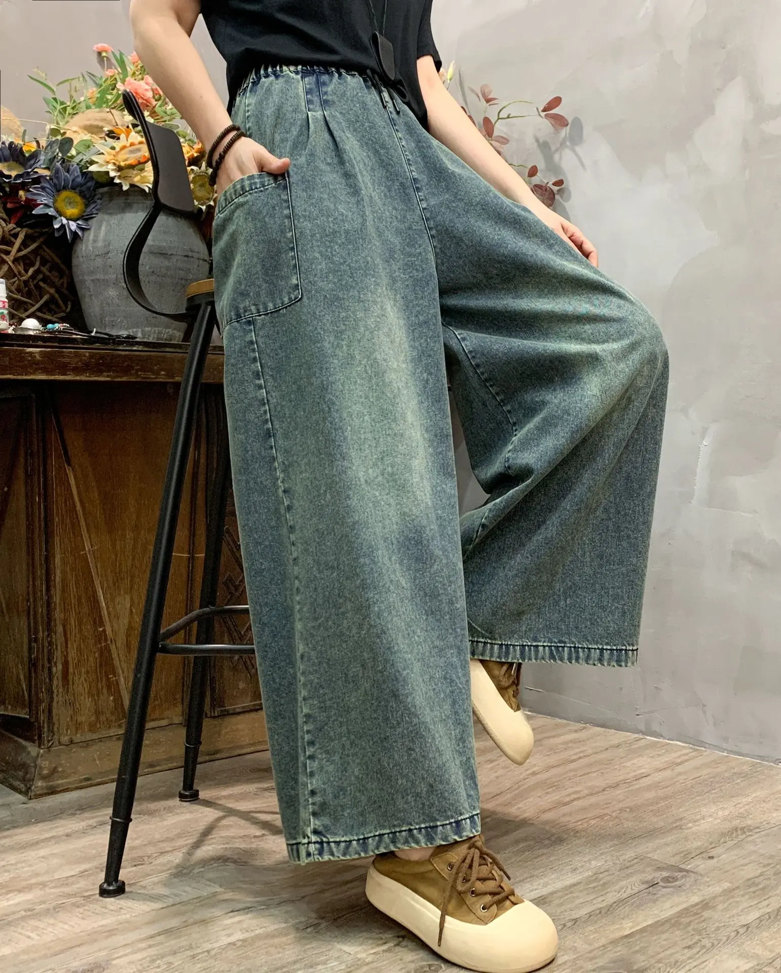 Denim Pant Women Mom Jeans Long Pants Casual Loose High Waist Club Straight Trousers Y2k Streetwear Elegant Splice Spring 2025