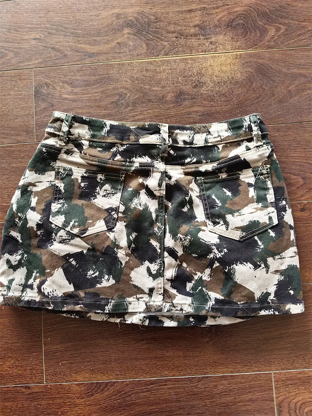 Short Skirts Women Camouflage Skirt A Line Slim Fit Streetwear Beach Club Bodycon Button Elegant Splice Y2k Party Night Sexy