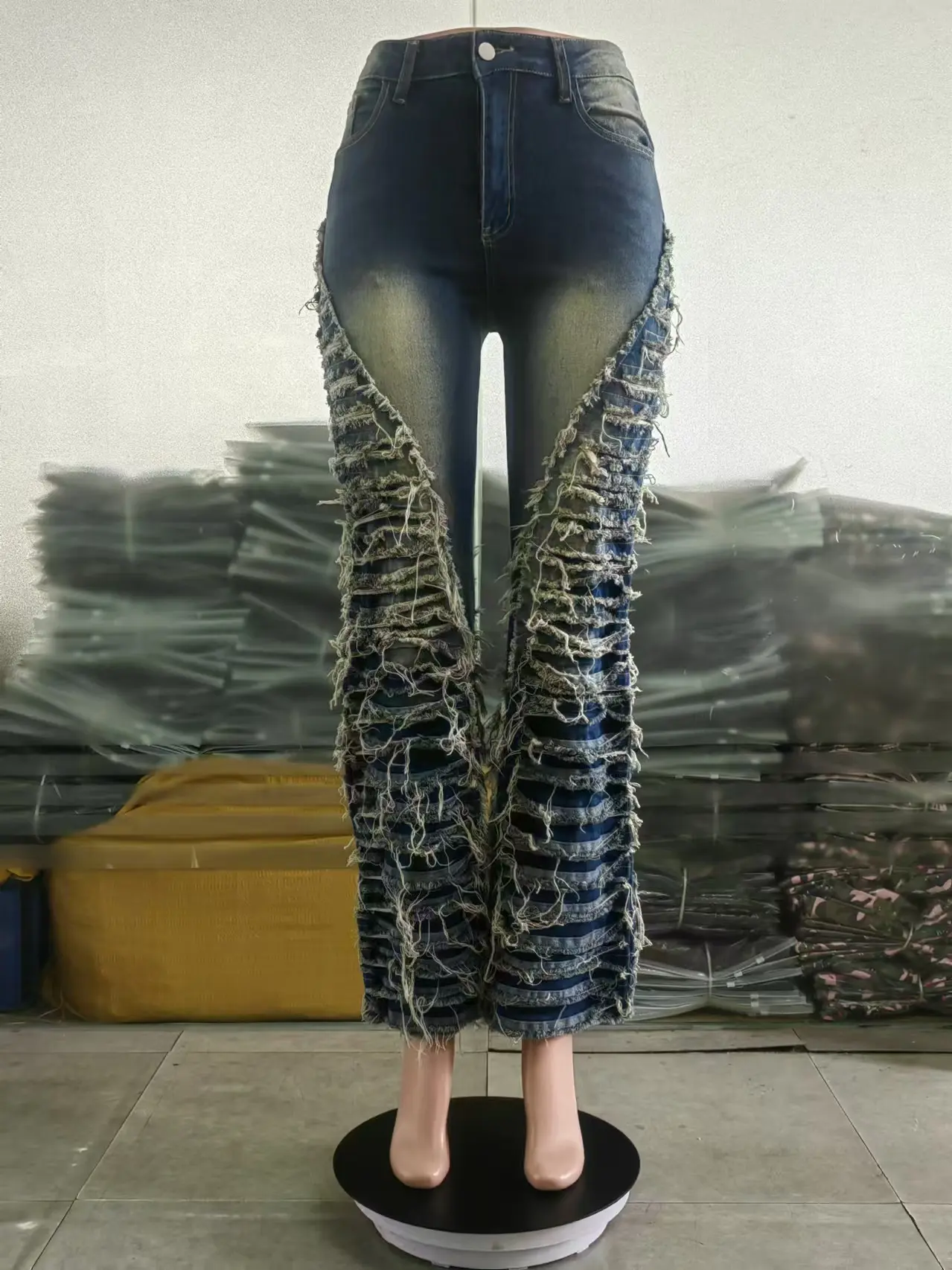 Denim Pants Women Jeans Long Flare Pants Slim Fit High Waist Straight Trousers Y2k Streetwear Elegant Splice Mom Jeans Vintage