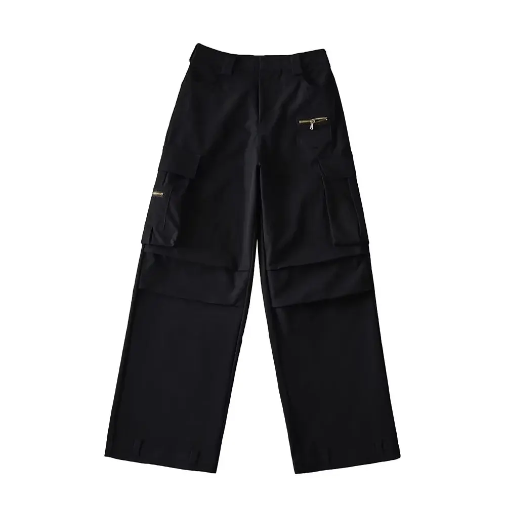 Cargo Pant Women Wide Leg Long Pants High Waist Straight Trousers Y2k Streetwear Casual Loose Capris Button Pocket 2025 Club