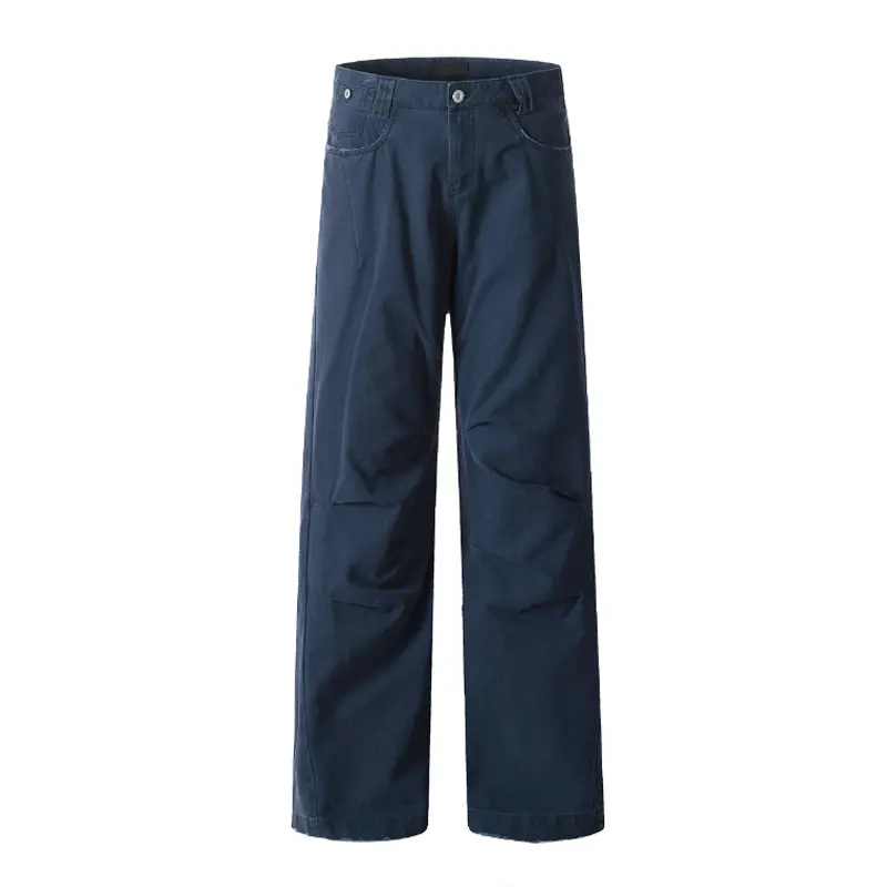 Cargo Pants Men Long Pant Pocket Button Simple High Waist Straight Trousers Streetwear Splice Casual Loose Punk Gothic 2025