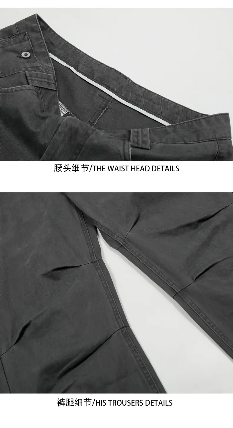 Cargo Pants Men Long Pant Pocket Button Simple High Waist Straight Trousers Streetwear Splice Casual Loose Punk Gothic 2025