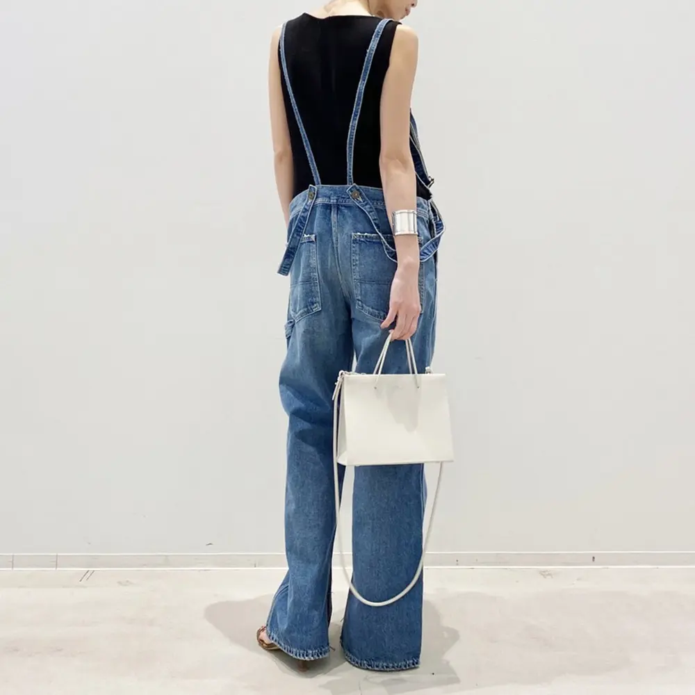 Overalls Vintage Spliced Washed Jeans Women Ankle Length Denim Straight Cargo Pants Jean Pockets Solid Basics 2024 Loose